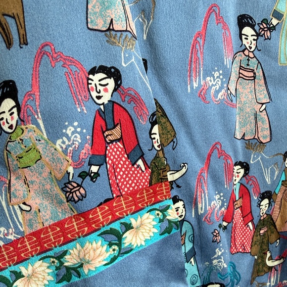 Vintage 90s WinterSilks Silk Pajama SetAsian Print Two Piece